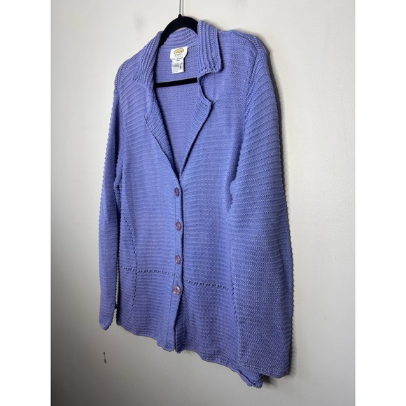 Talbots Woman Mercerized Cotton Blue Cardigan Sweater Button Down Plus Size 1X - Picture 5 of 7